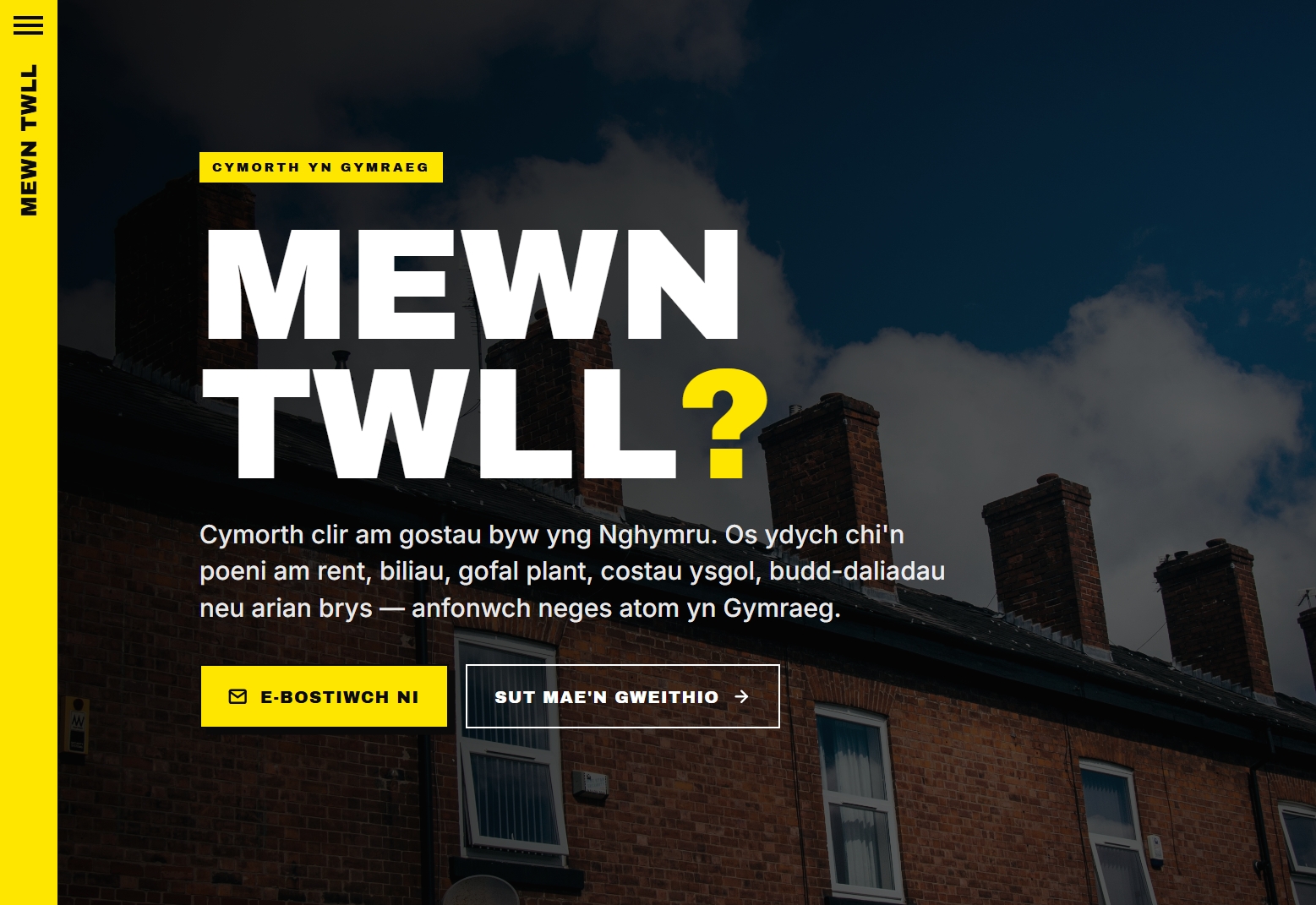 Mewntwll Welsh-language support homepage
